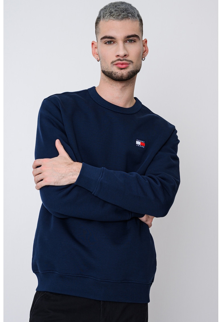 Bluza de trening cu decolteu la baza gatului si logo