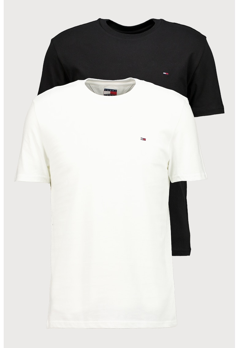 Set de tricouri slim fit din bumbac - 2 piese - Negru stins/Alb optic
