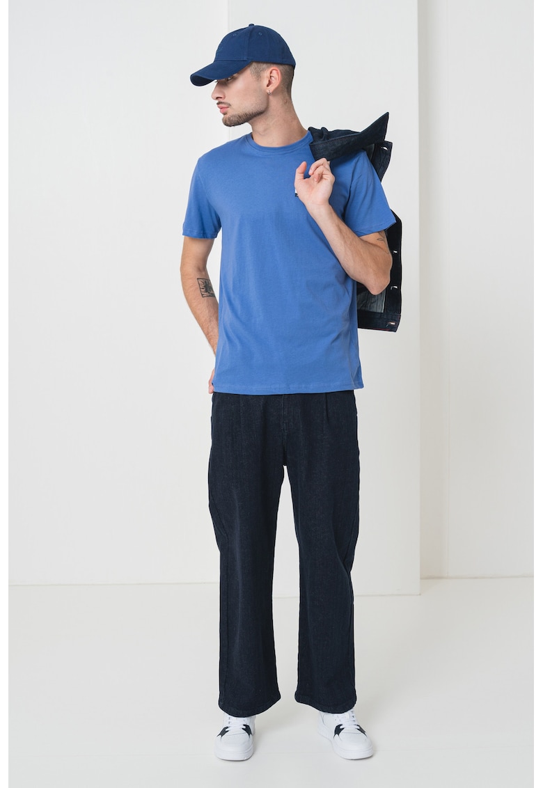 Tricou de bumbac cu logo - Albastru inchis/Albastru royal/Albastru