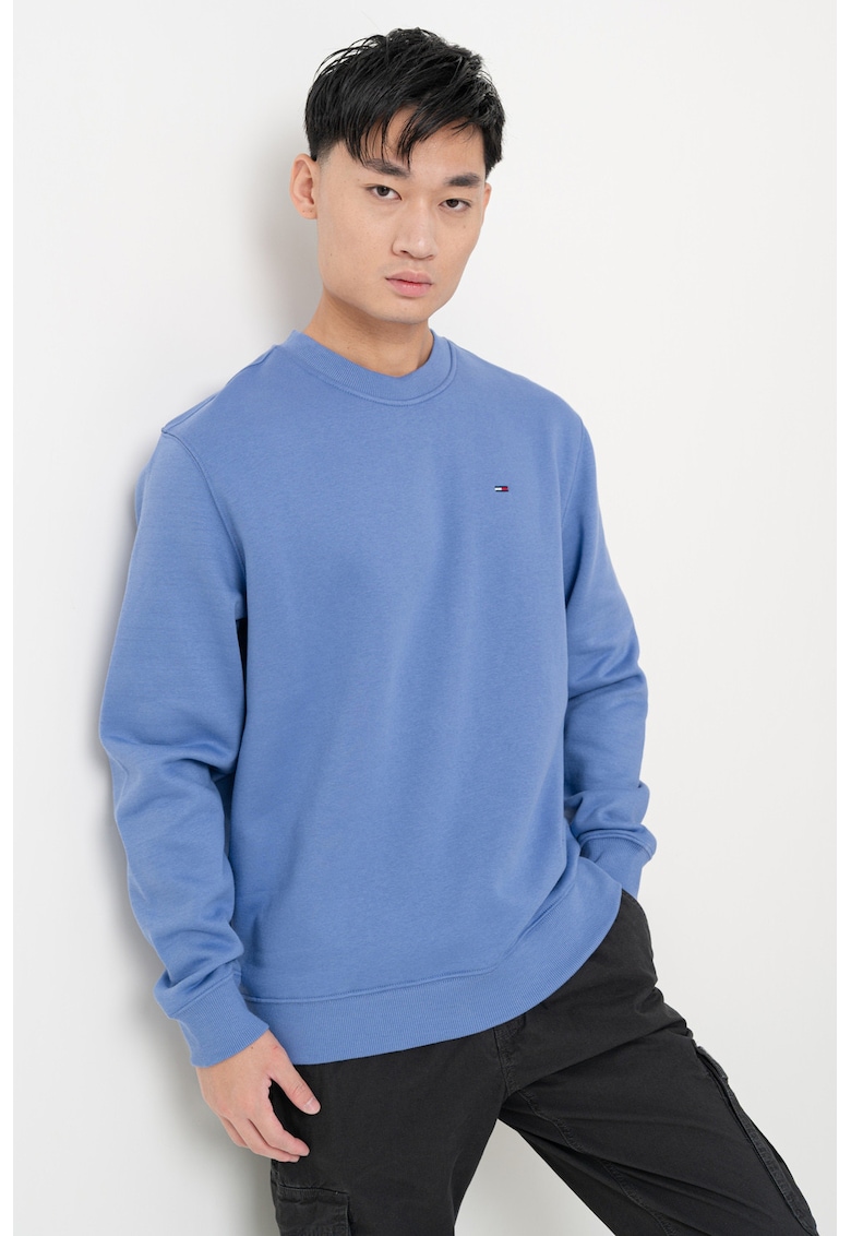 Bluza de trening cu decolteu la baza gatului si logo discret Bluza de trening cu decolteu la baza gatului si logo discret