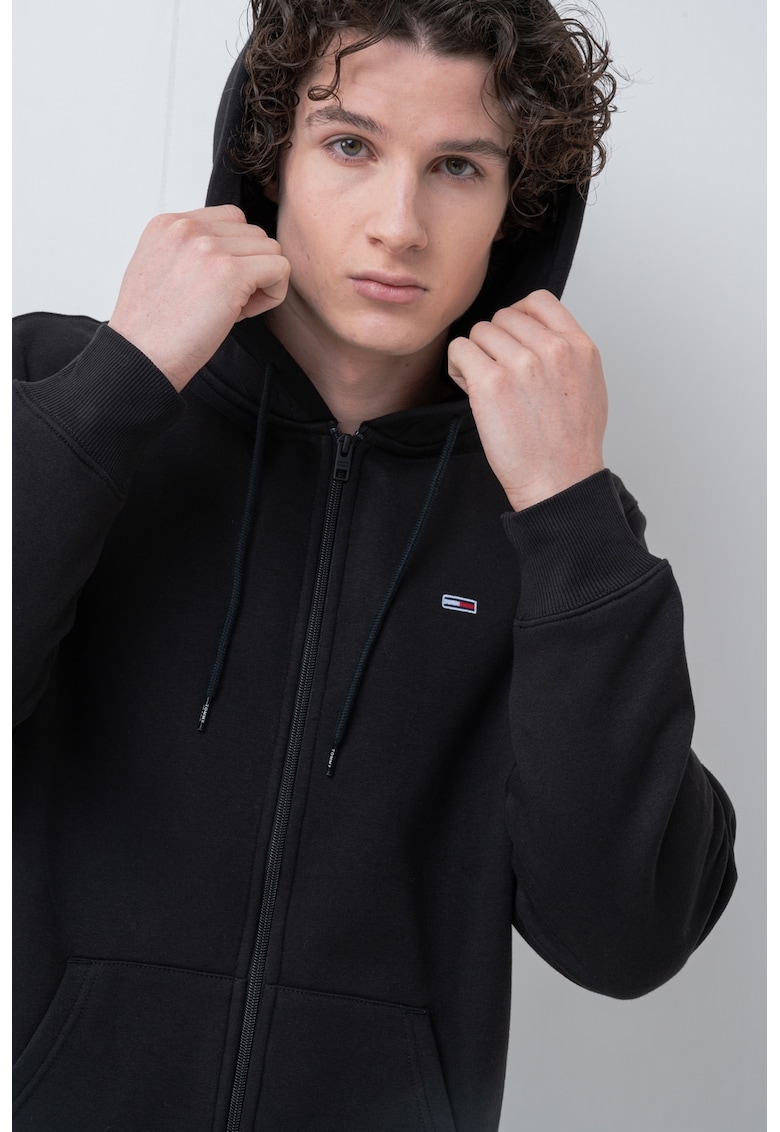 Hanorac regular fit cu fermoar si logo