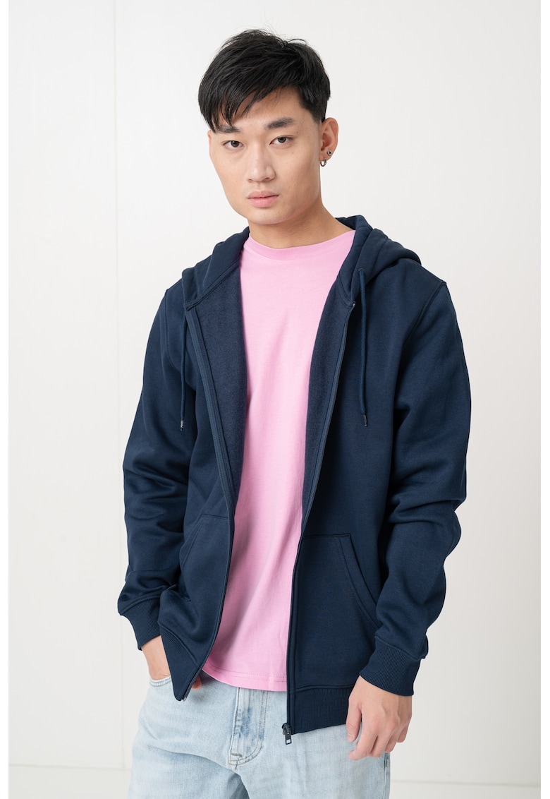 Hanorac regular fit cu fermoar si logo