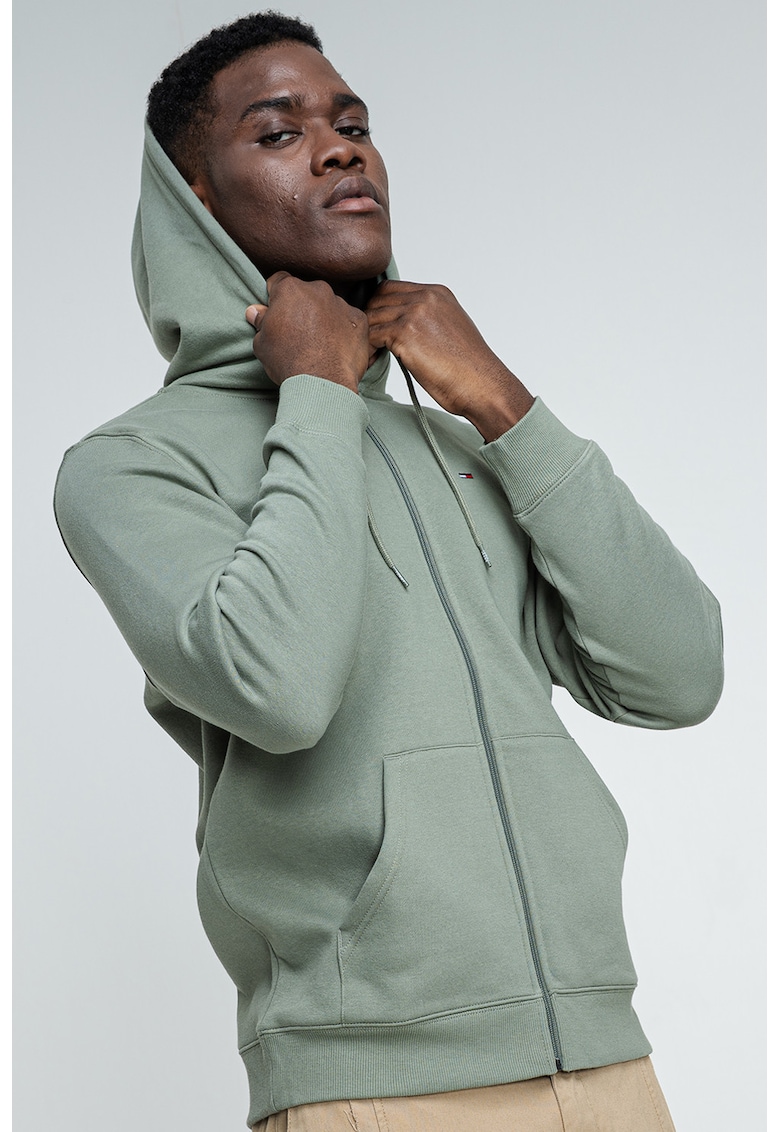 Hanorac regular fit cu fermoar si logo