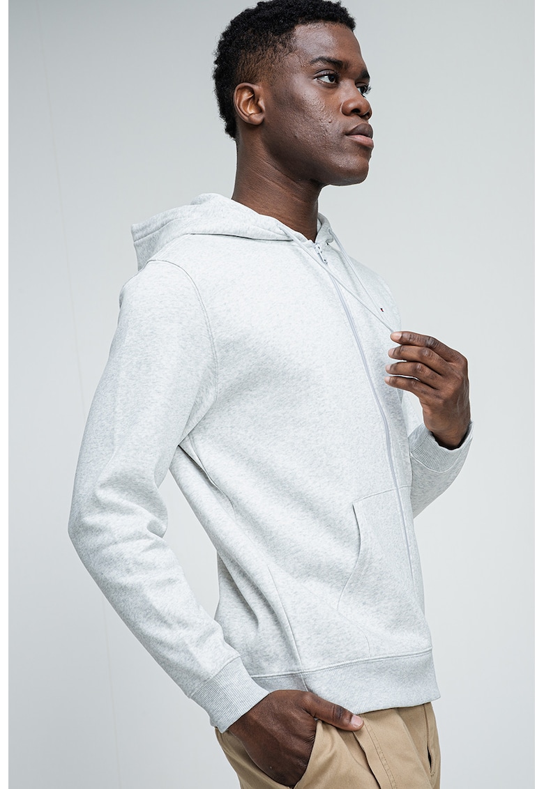 Hanorac regular fit cu fermoar si logo