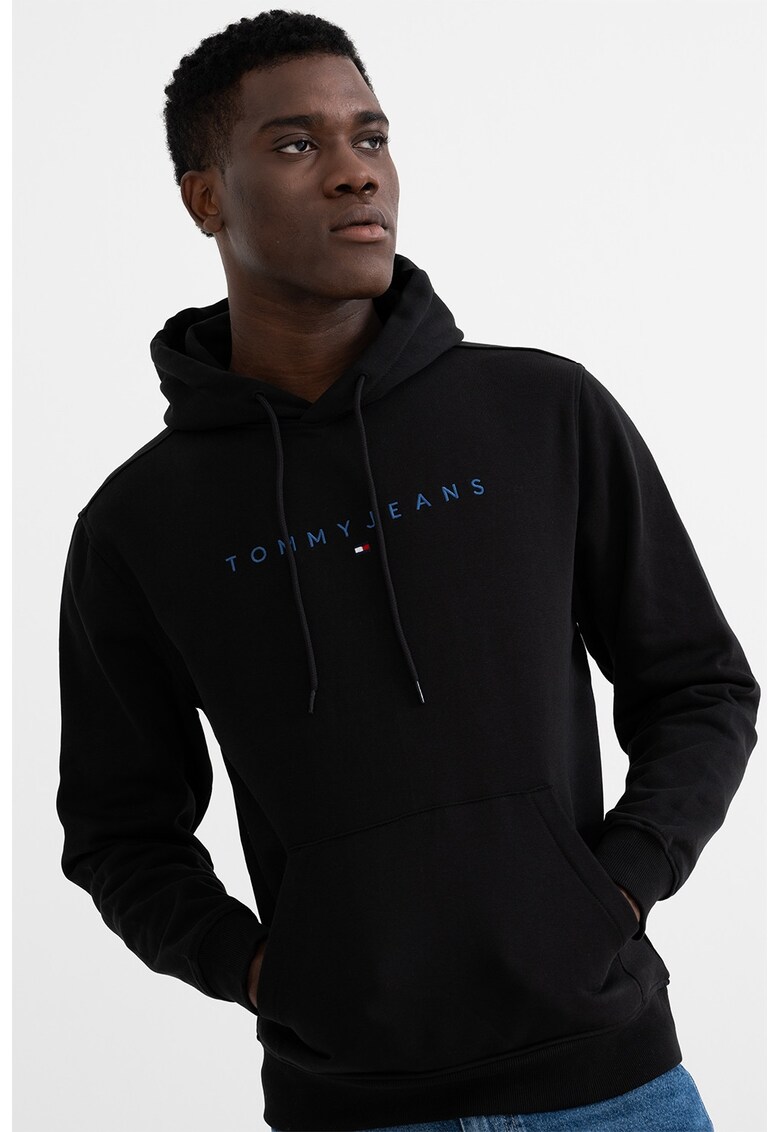 Hanorac din amestec de bumbac cu logo brodat - Negru