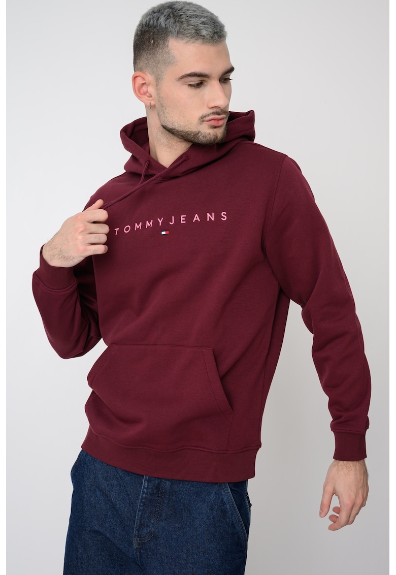 Hanorac din amestec de bumbac cu logo brodat - Visiniu/Roz