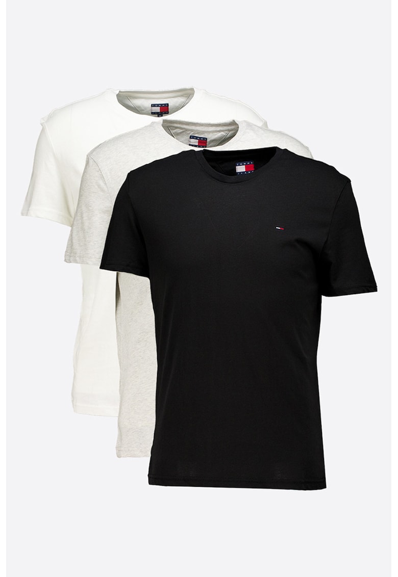 Set de tricouri cambrate - 3 piese - Alb/Negru/Gri