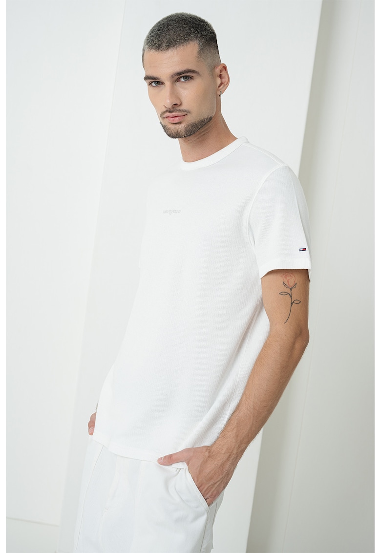 Tricou slim fit de bumbac - Alb/Gri