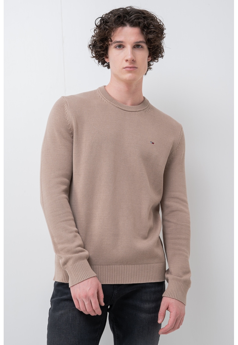 Pulover slim fit din bumbac organic