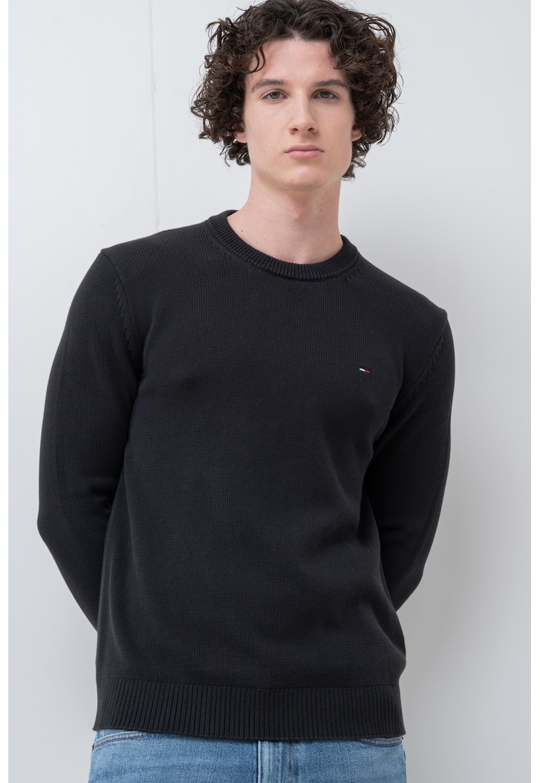 Pulover slim fit din bumbac organic