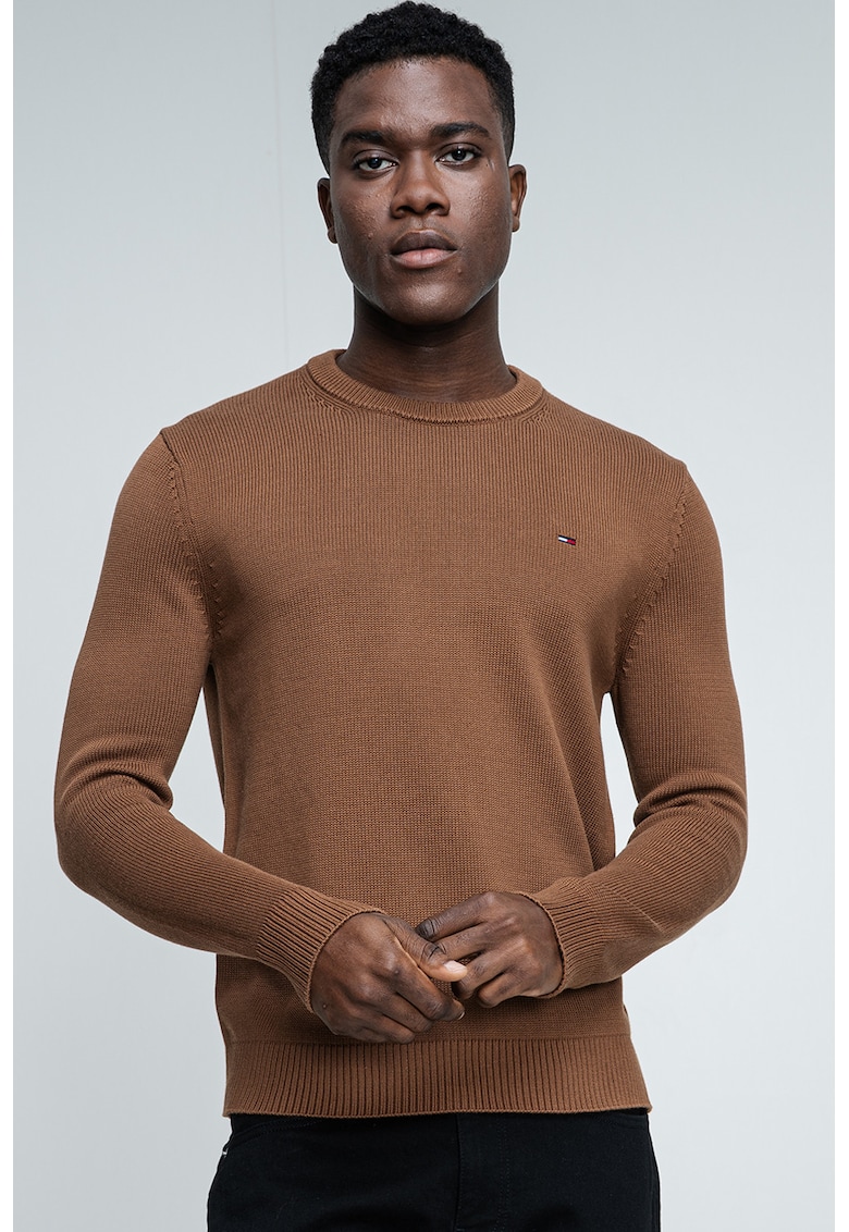 Pulover slim fit din bumbac organic