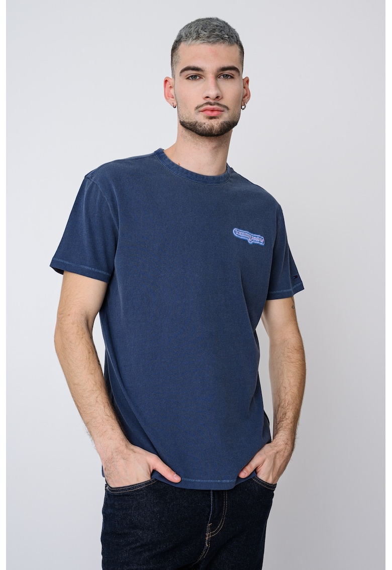 Tricou regular fit de bumbac cu decolteu la baza gatului