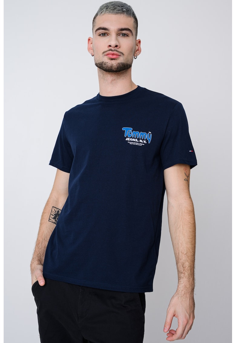 Tricou slim fit cu logo - Bleumarin