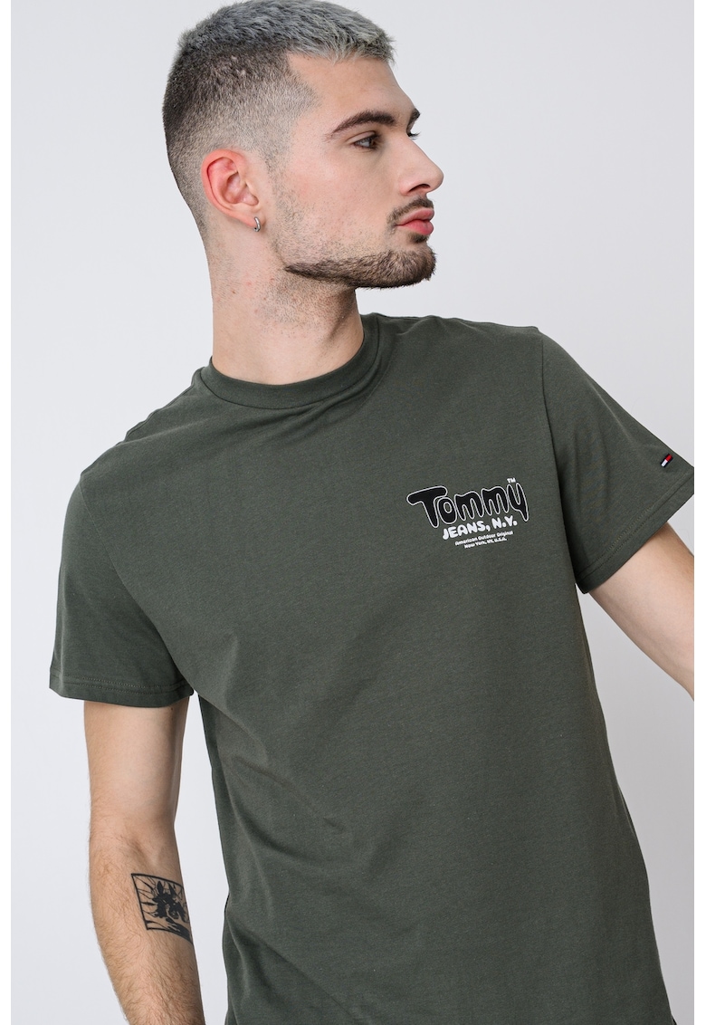 Tricou slim fit cu logo - Verde