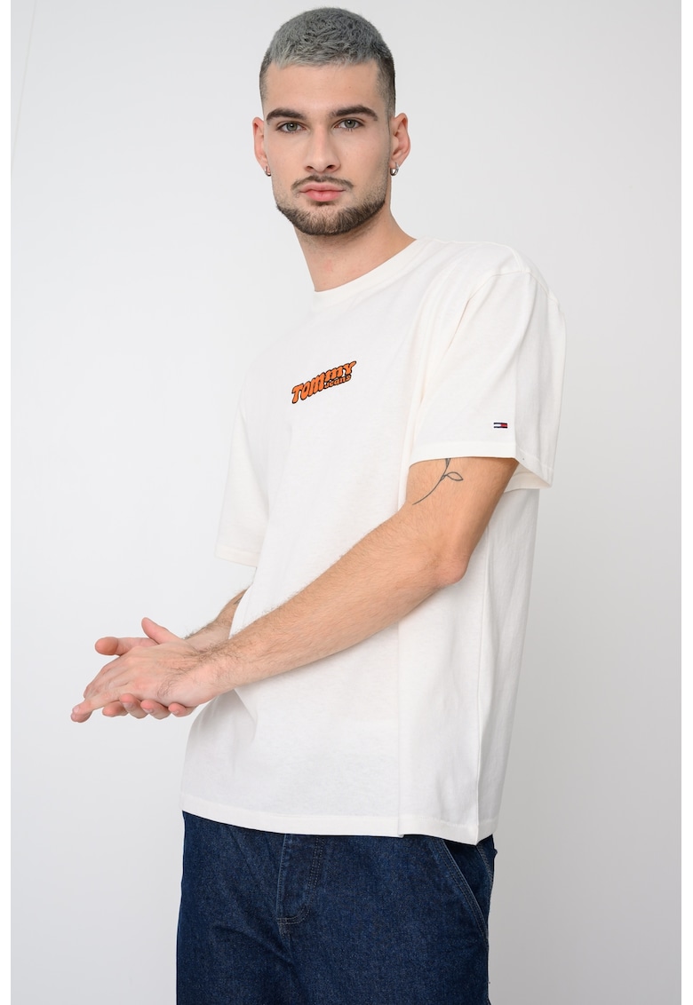 Tricou relaxed fit cu logo brodat