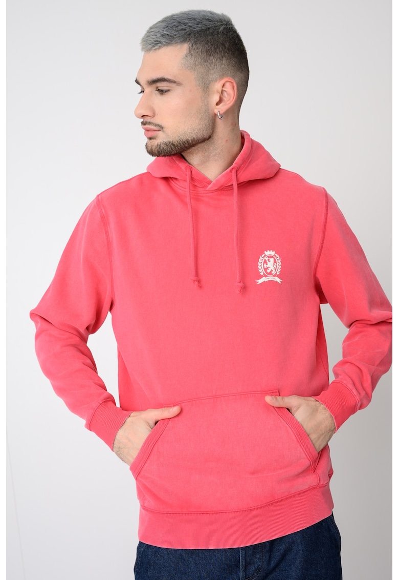 Hanorac cu buzunar kangaroo si logo pe spate