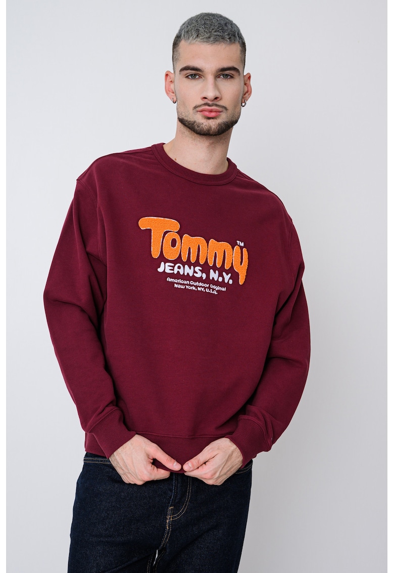 Bluza de trening cu logo si decolteu la baza gatului