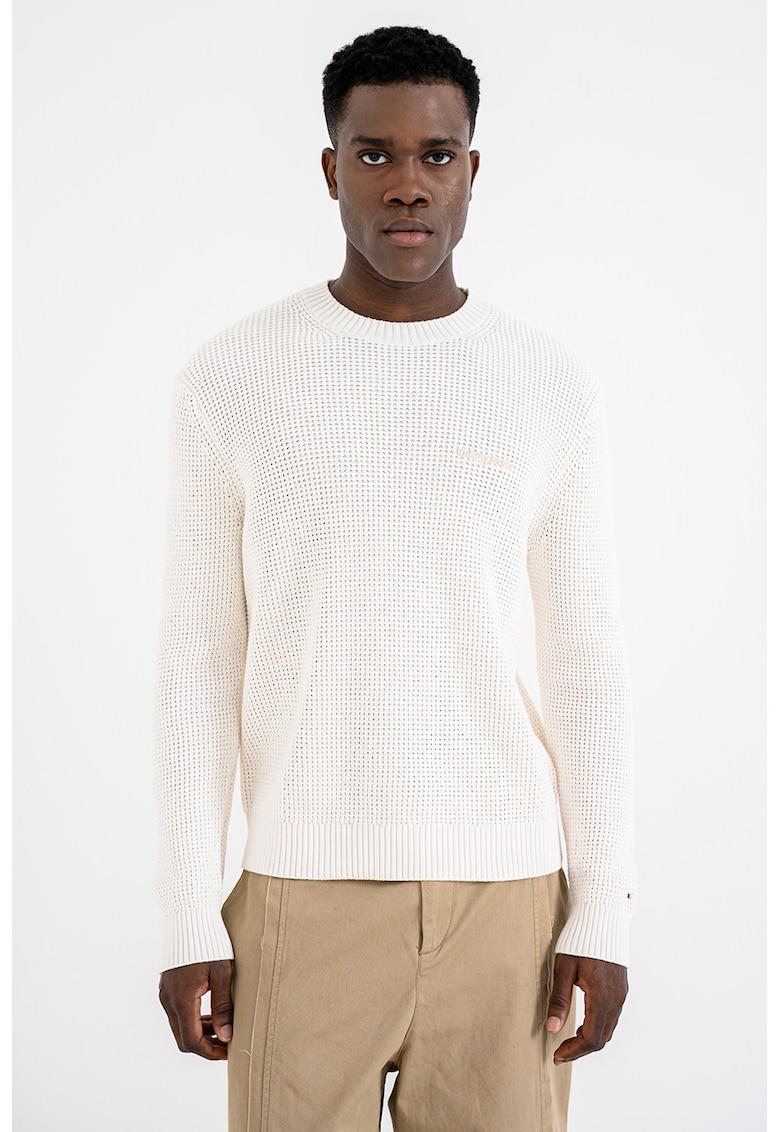Pulover regular fit de bumbac organic - Crem