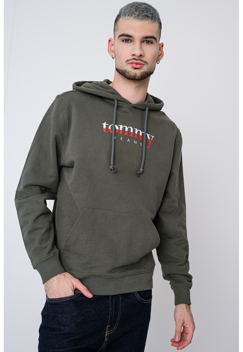 Hanorac cu buzunar kangaroo si imprimeu logo