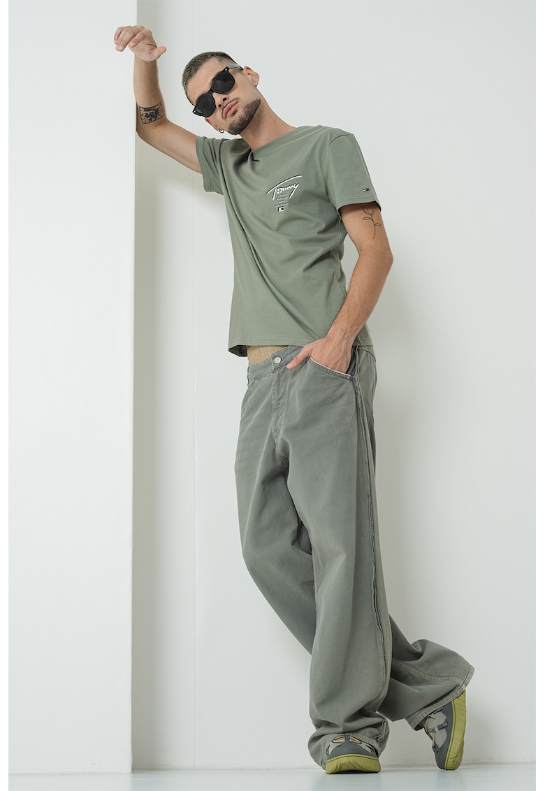 Tricou de bumbac cu imprimeu logo pe partea din spate Signature