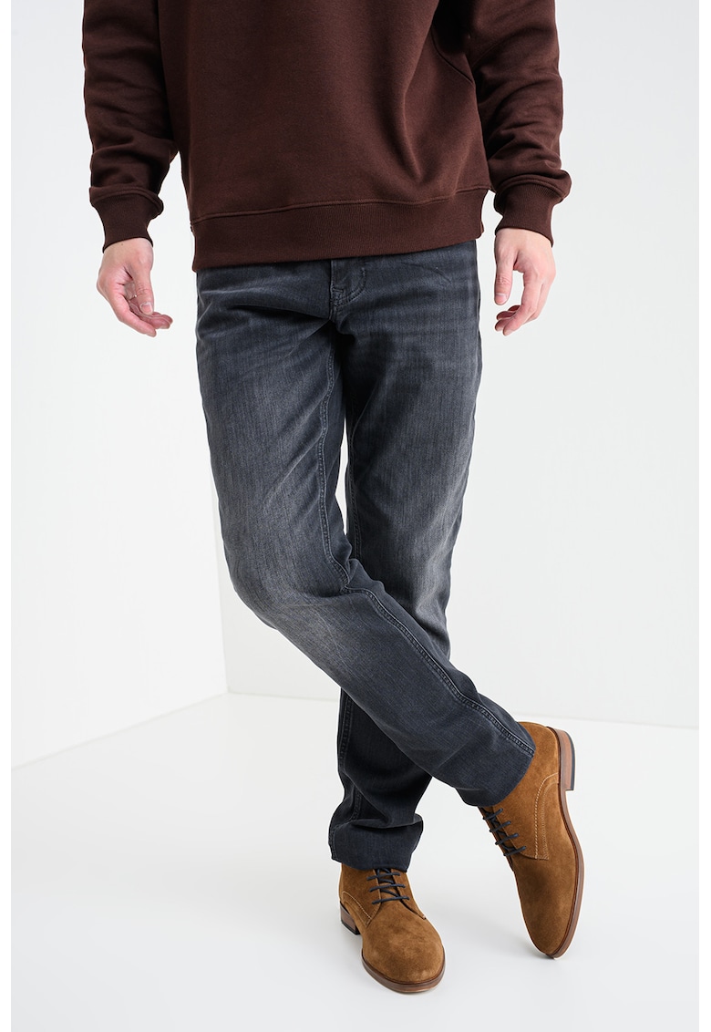 Blugi slim fit cu aspect decolorat - Negru stins