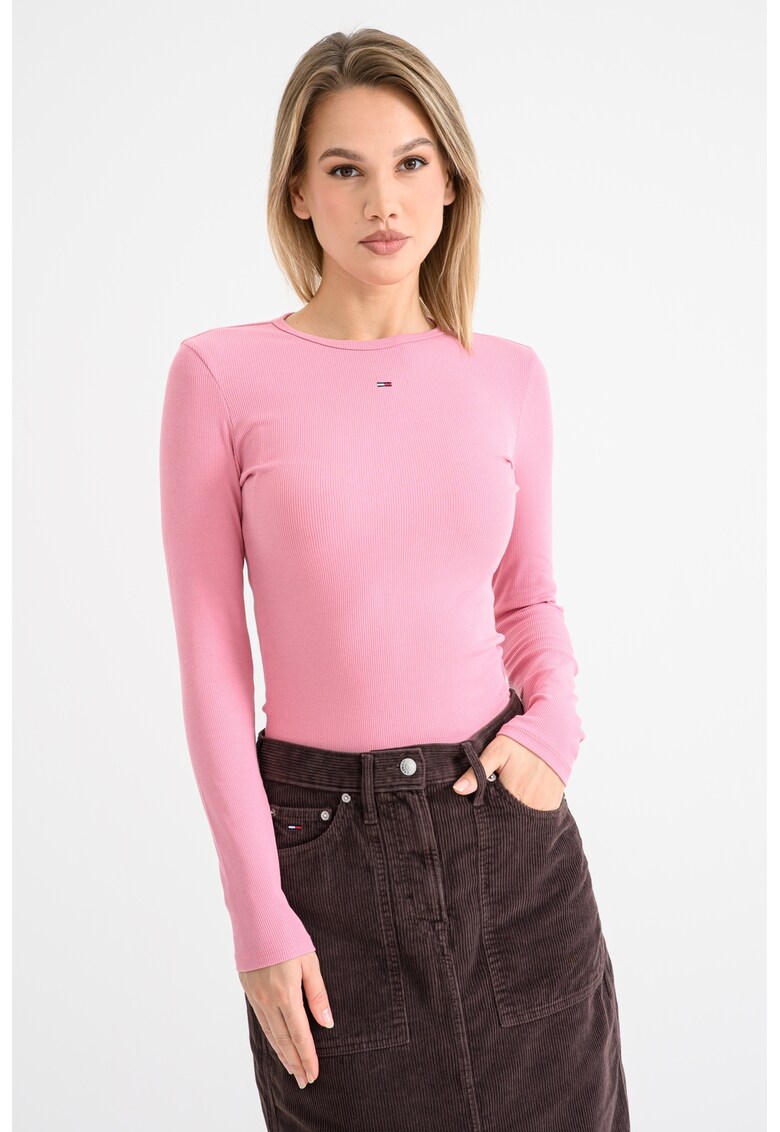 Bluza slim fit cu broderie logo discreta