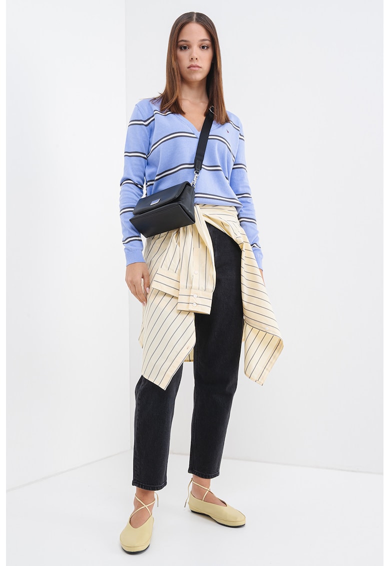 Pulover din bumbac organic cu decolteu in V