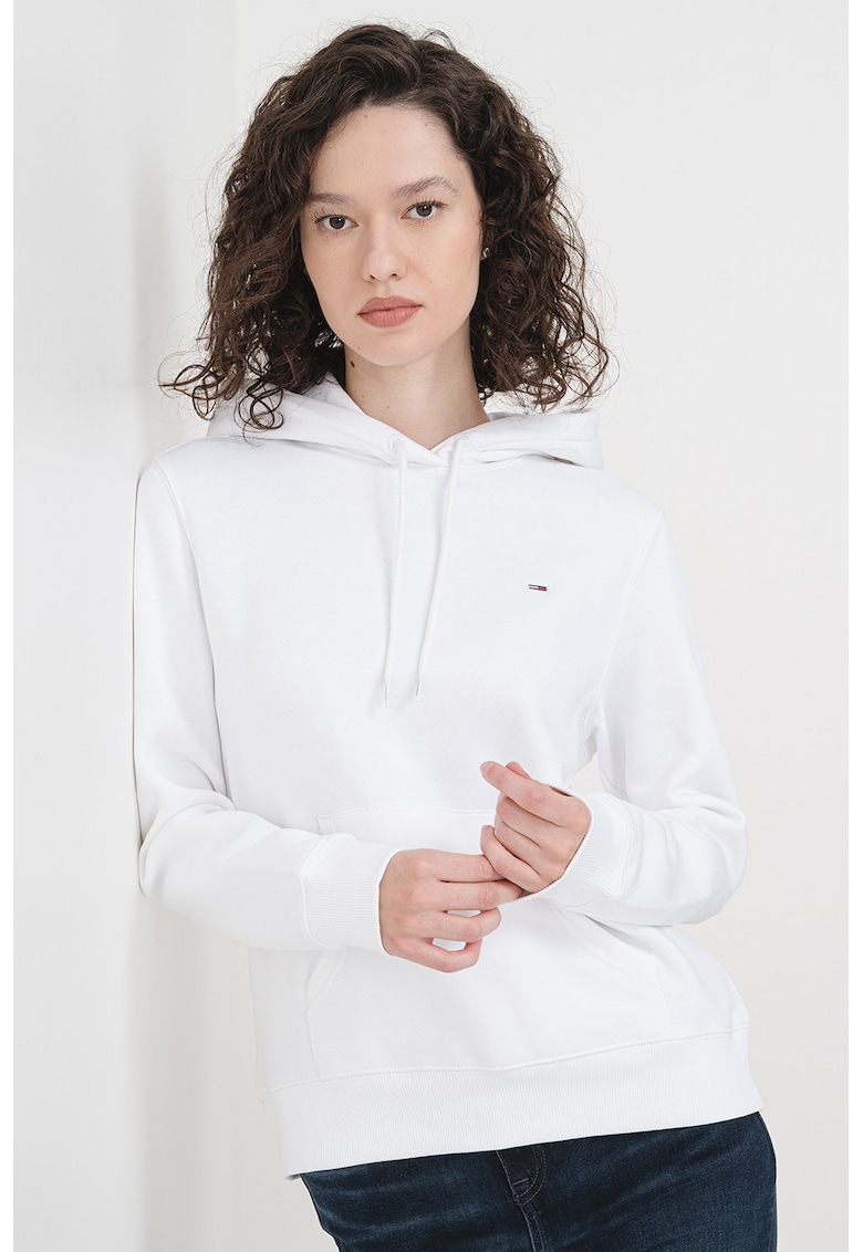 Hanorac cu buzunar kangaroo - Alb