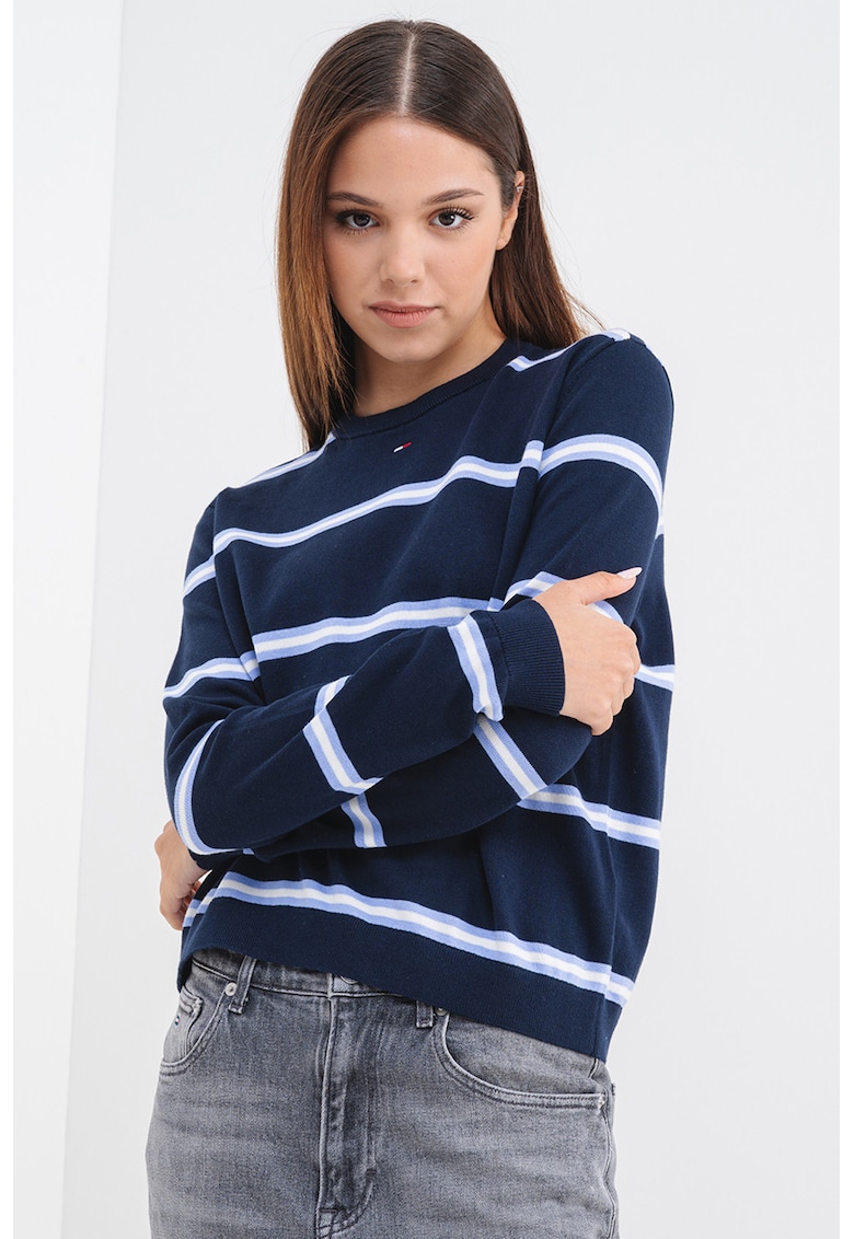 Pulover din bumbac organic cu decolteu la baza gatului