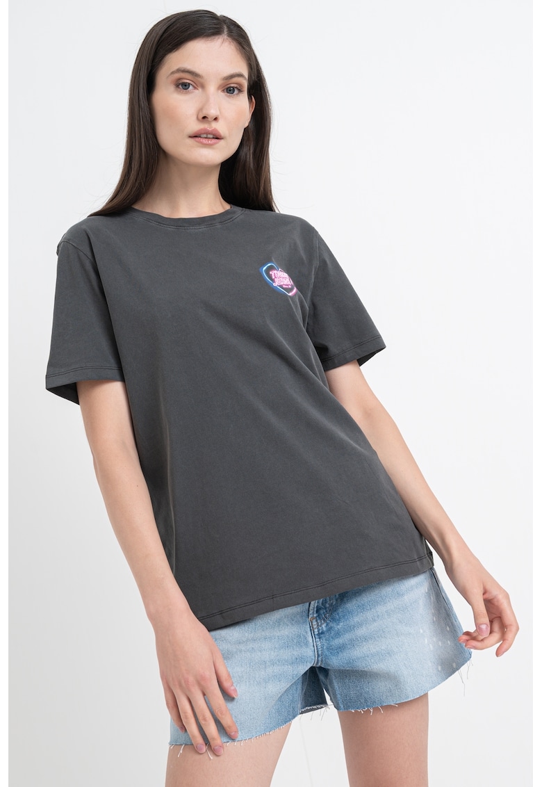 Tricou lejer cu imprimeu grafic neon