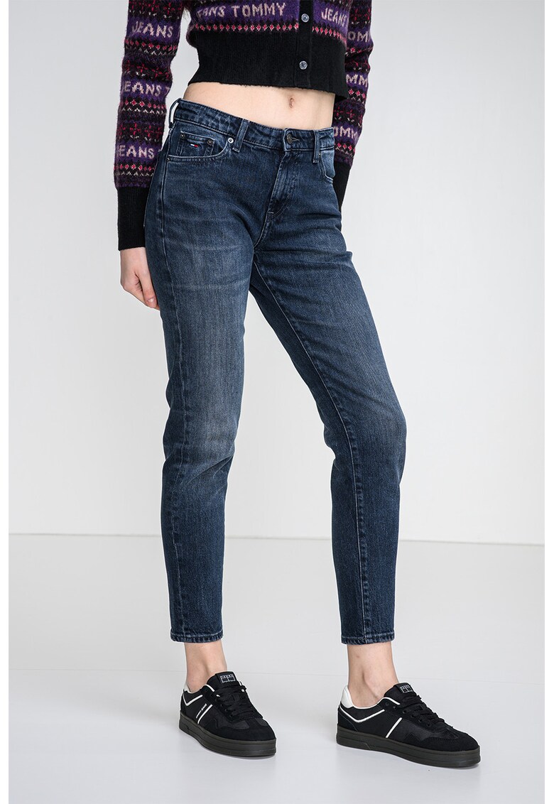 Blugi crop slim fit - Albastru inchis