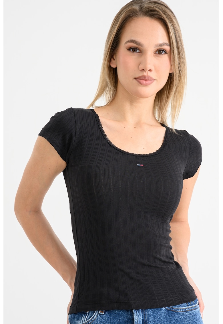 Tricou uni slim fit