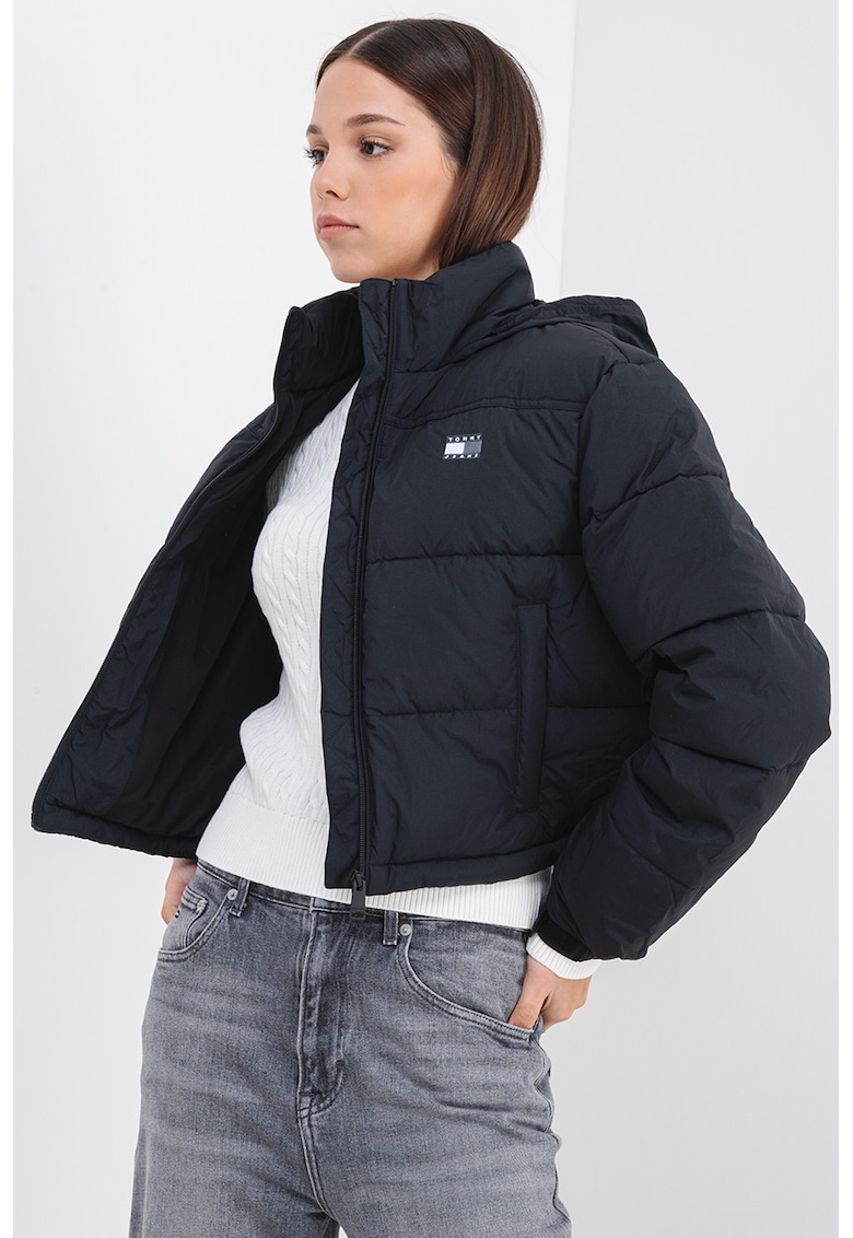 Jacheta bufanta crop cu guler