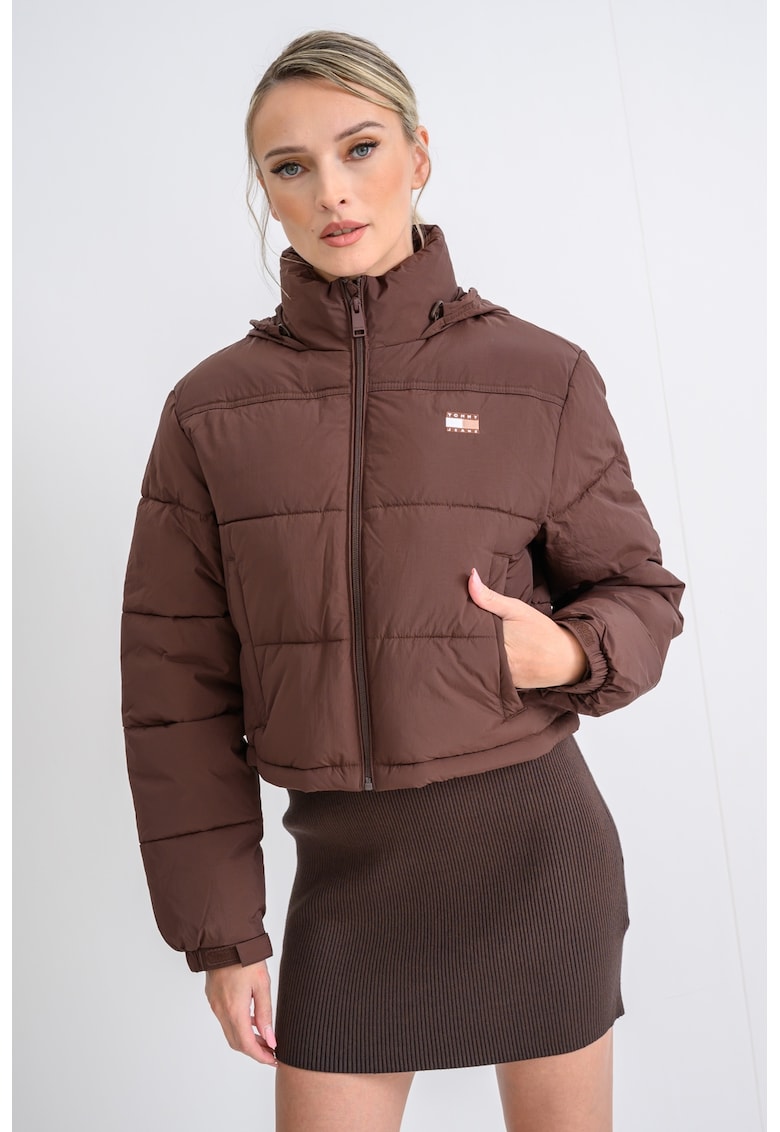 Jacheta bufanta crop cu guler