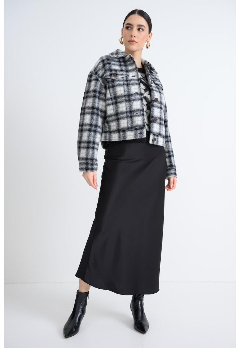 Jacheta din amestec de lana cu buzunare cu clapa