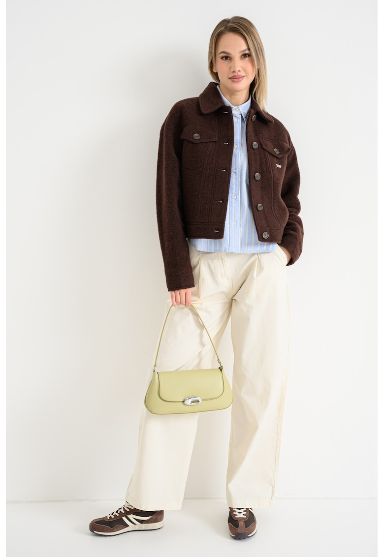 Jacheta din amestec de lana cu buzunare cu clapa