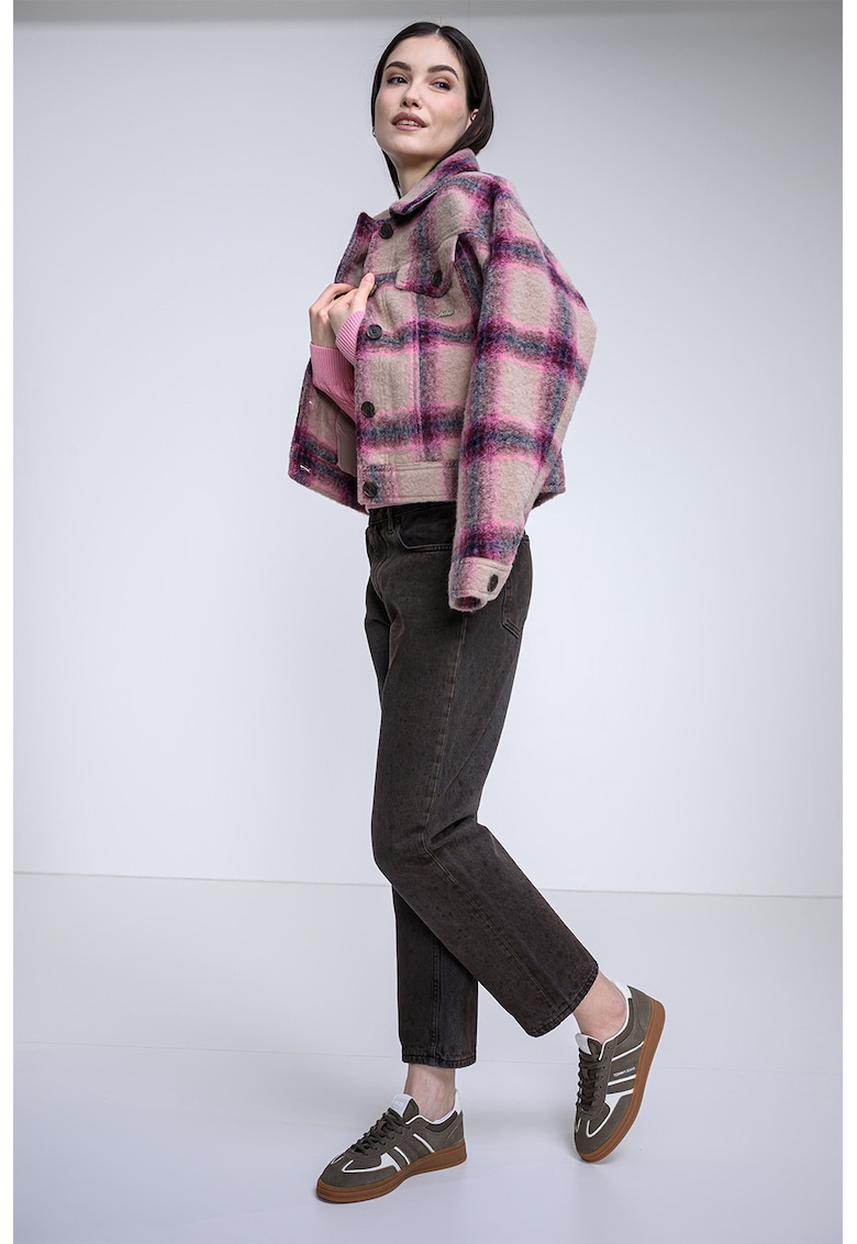 Jacheta din amestec de lana cu buzunare cu clapa - Maro deschis/Roz