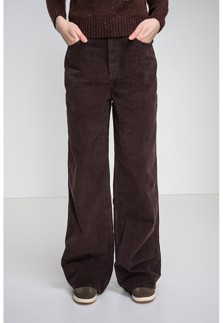 Pantaloni evazati din reiat - Maro