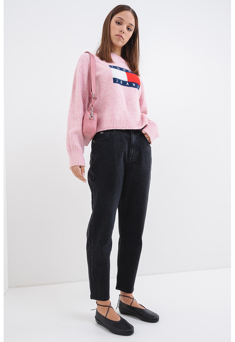 Pulover cu decolteu la baza gatului si logo