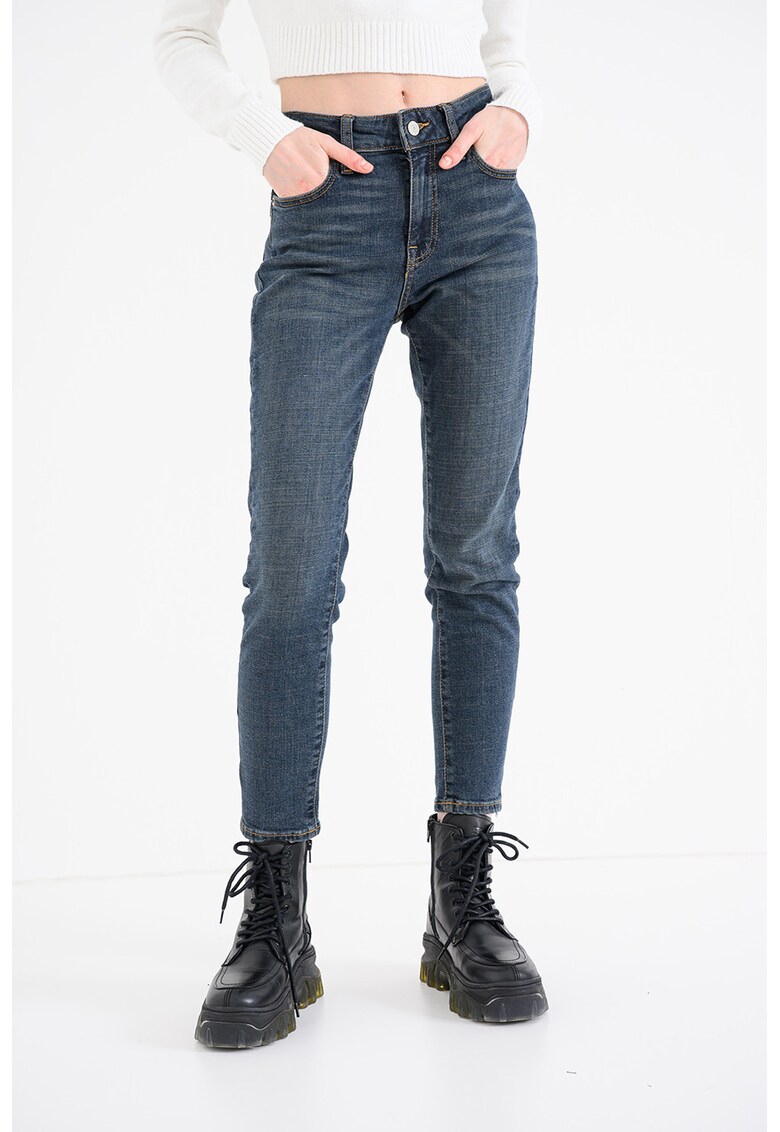 Blugi slim-fit cu talie medie - Albastru inchis