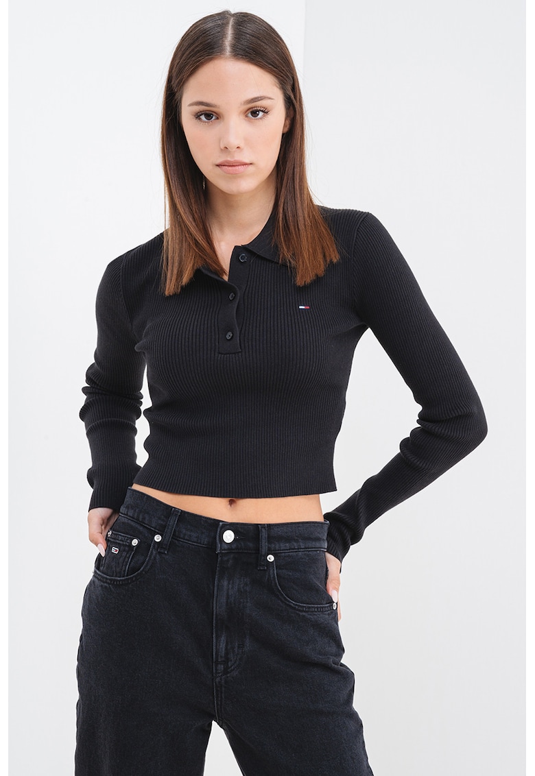 Pulover crop din amestec de bumbac organic Pulover crop din amestec de bumbac organic