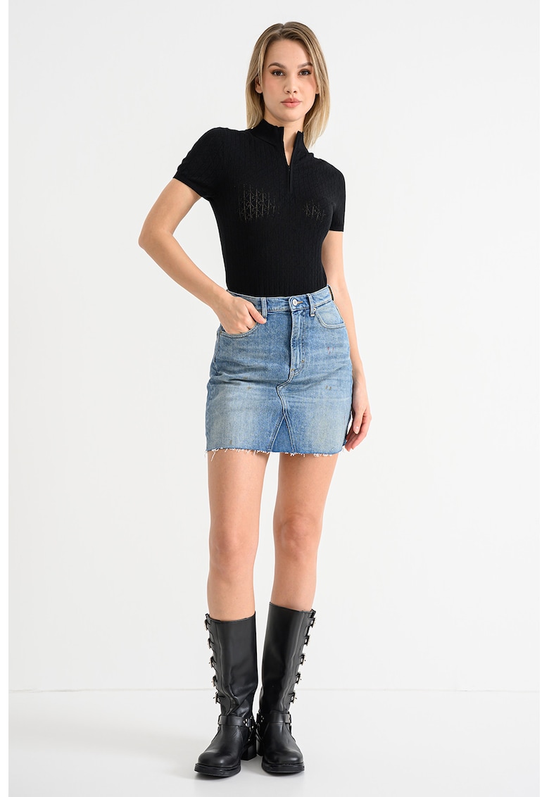 Fusta mini de denim cu talie inalta