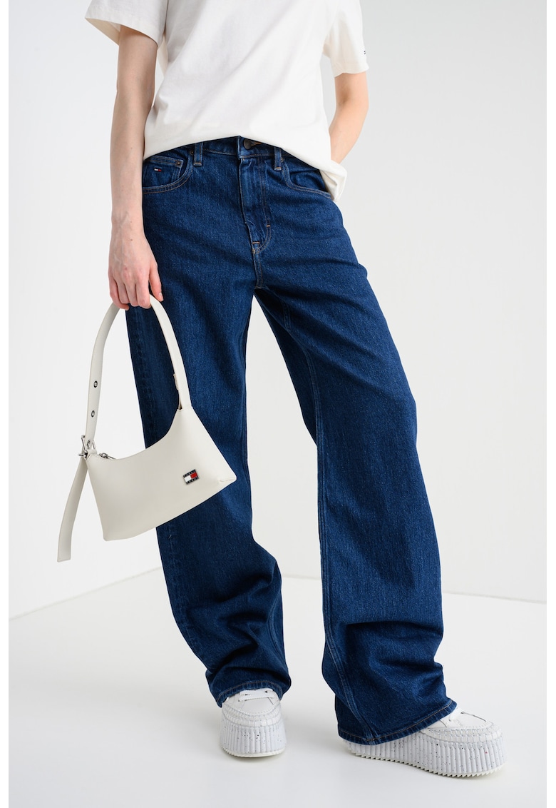 Blugi relaxed fit cu talie medie Mia - Albastru inchis