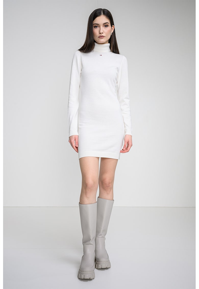 Rochie cambrata tricotata fin - Alb