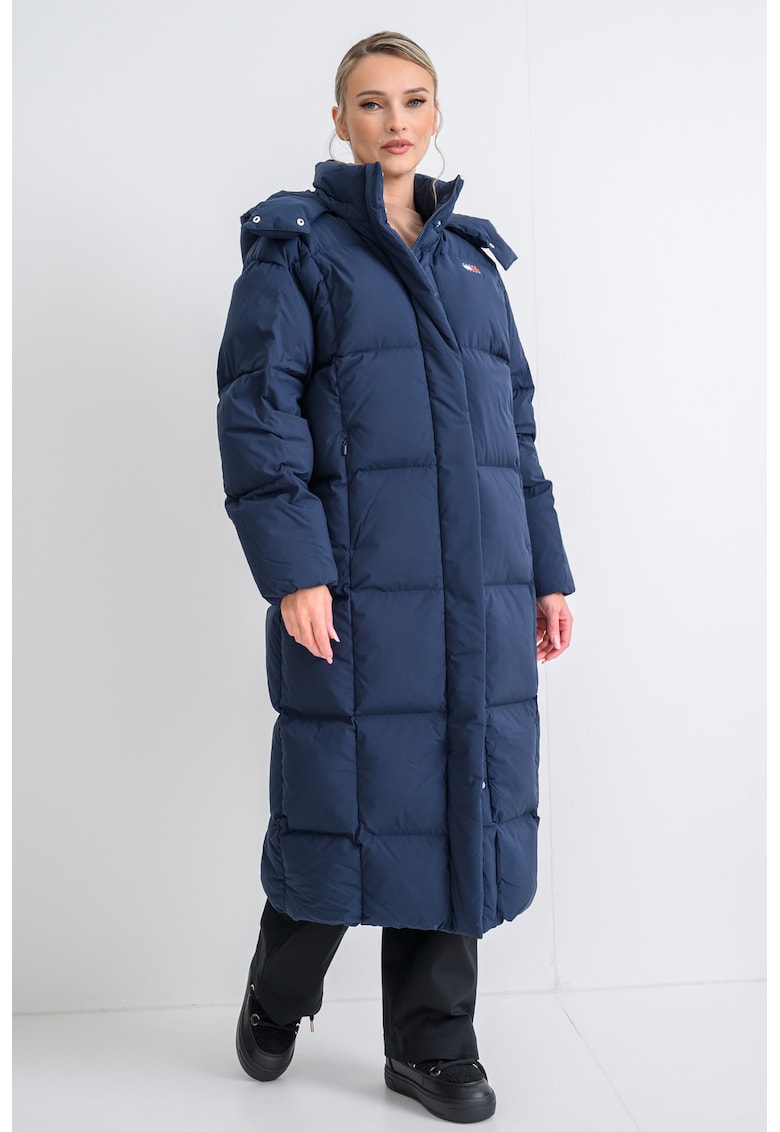 Geaca lunga cu umplutura de puf si gluga detasabila