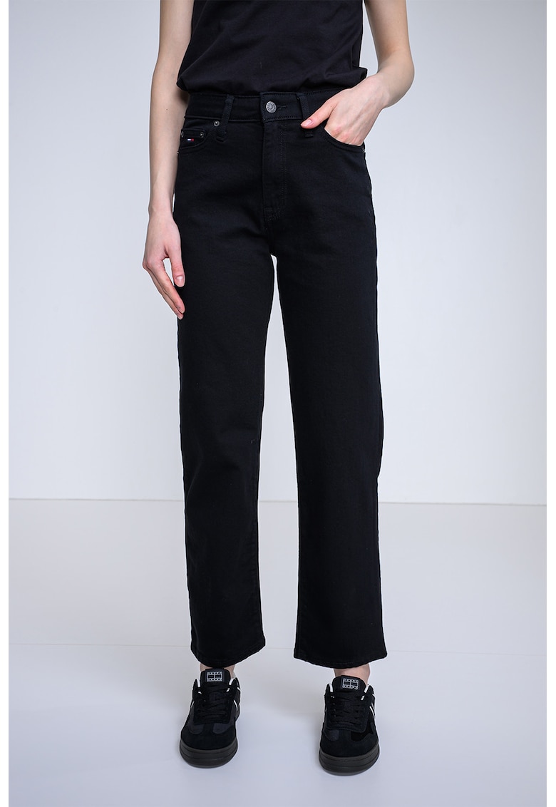 Blugi cu talie medie si croiala dreapta Kira - Negru