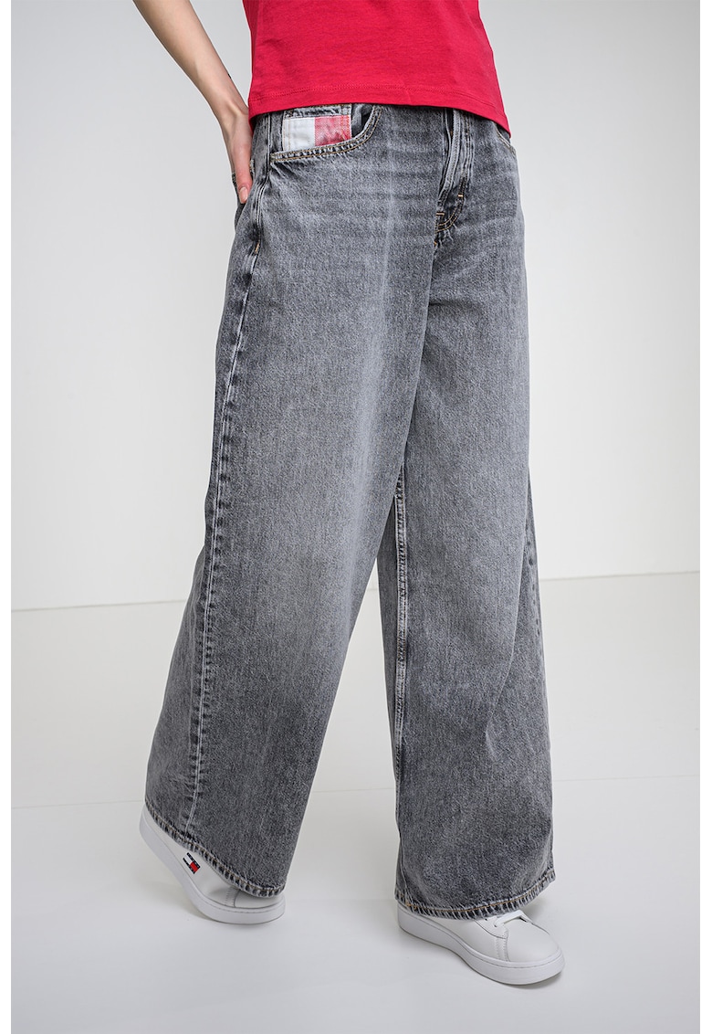 Blugi cu croiala ampla si nasturi Charlie - Gri melange