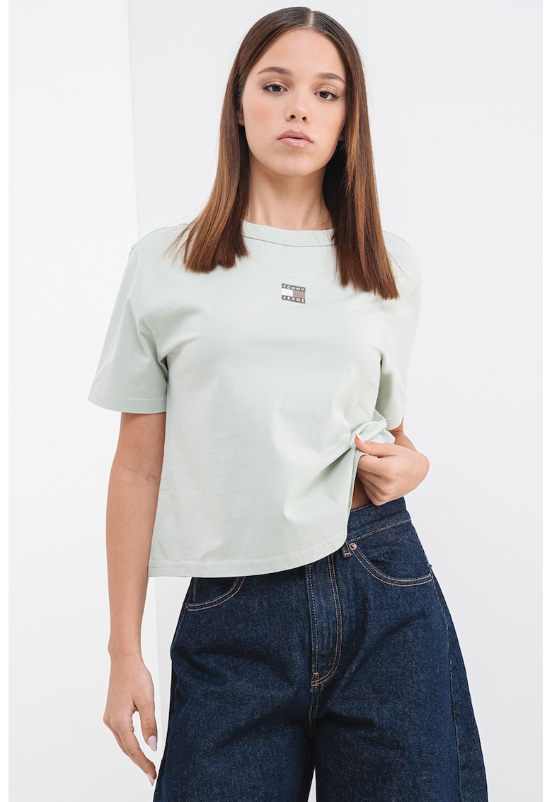 Tricou cu detaliu cu broderie logo Boxy