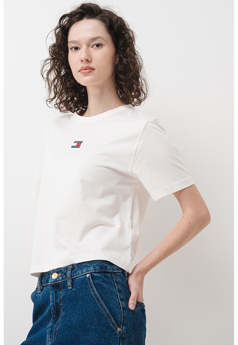 Tricou cu detaliu cu broderie logo Boxy