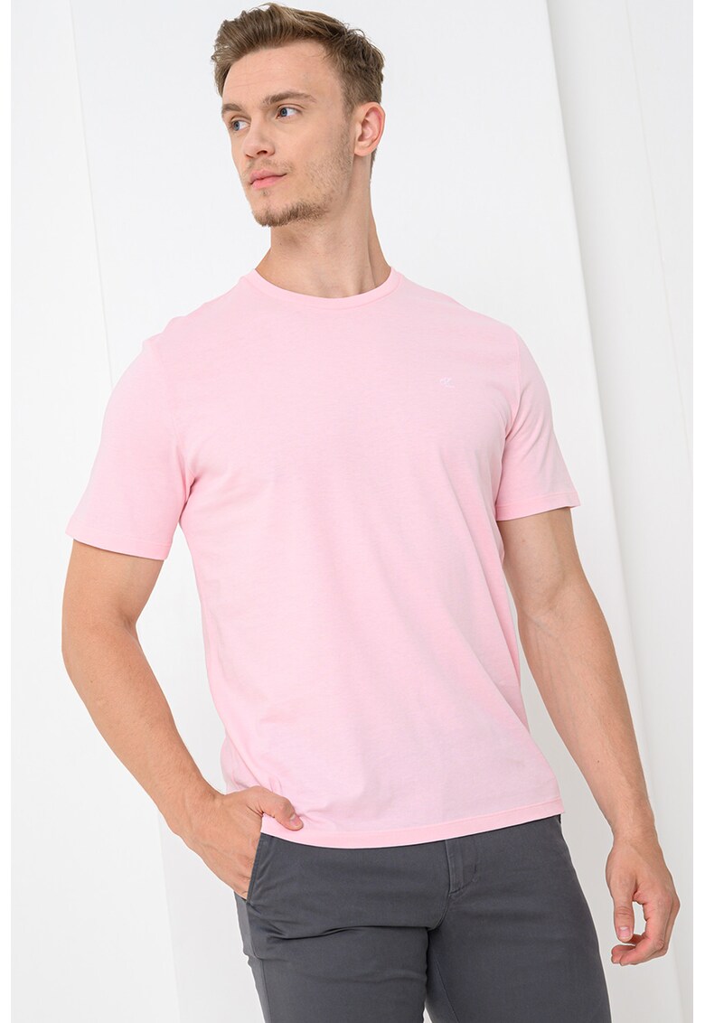 Tricou de bumbac cu logo discret - Roz deschis